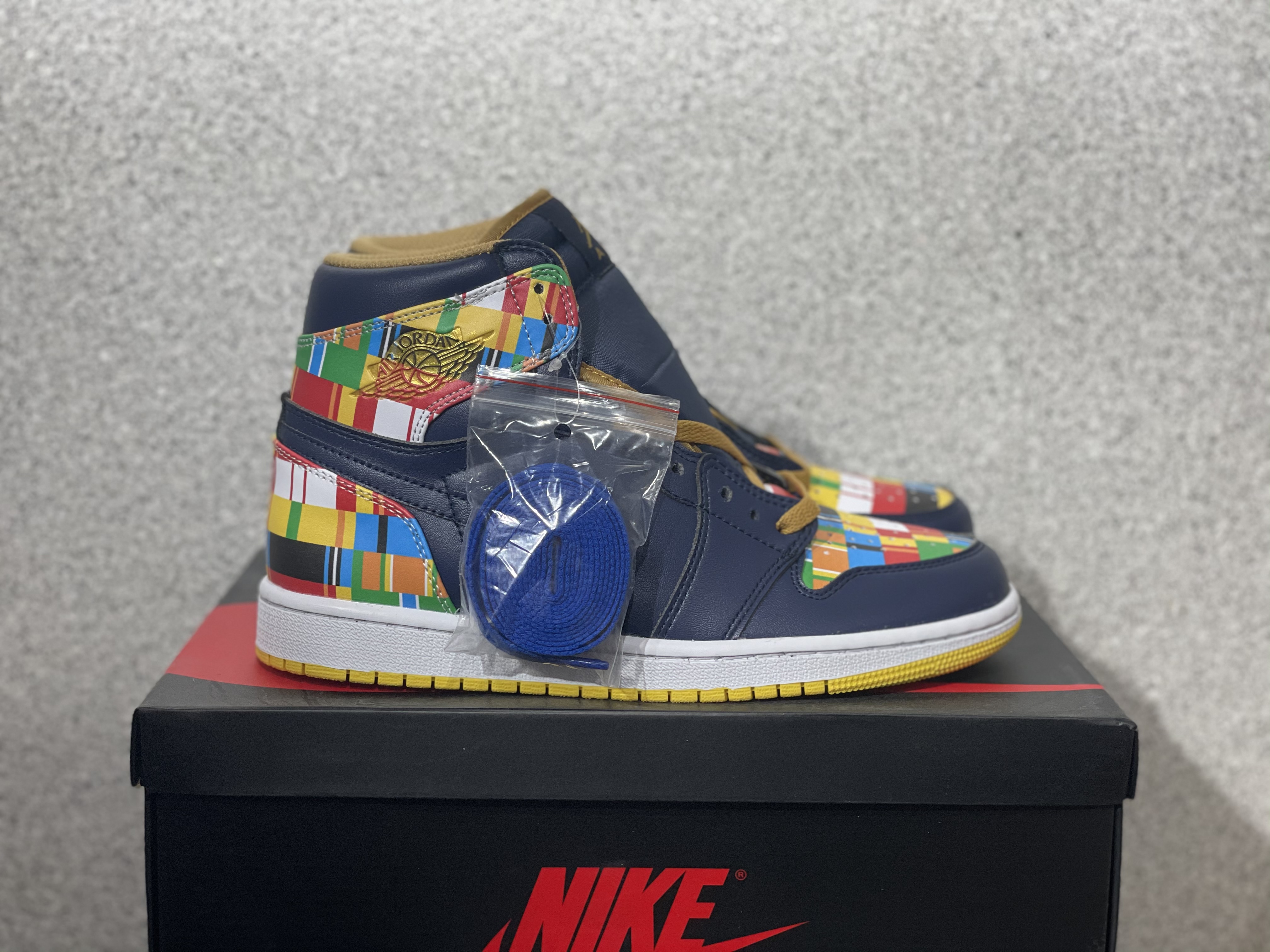 Women 2020 Air Jordan 1 Navy Blue Colorful Brown